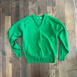 018: Vintage green V-neck sweater label was removed hundred percent acrylic